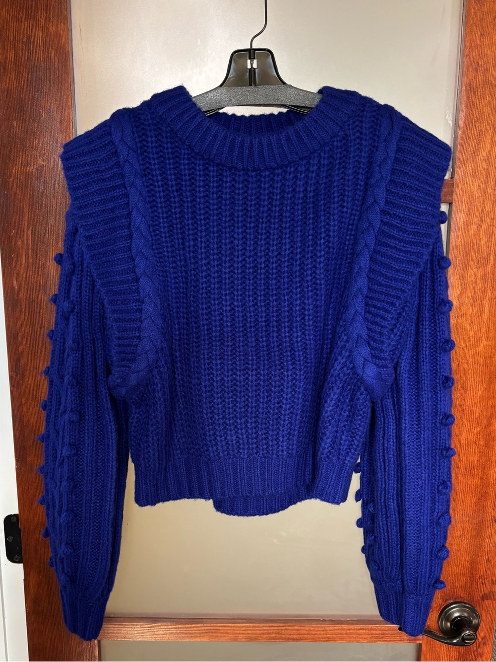 FARM Rio Royal Blue Chunky Cable Knit Sweater